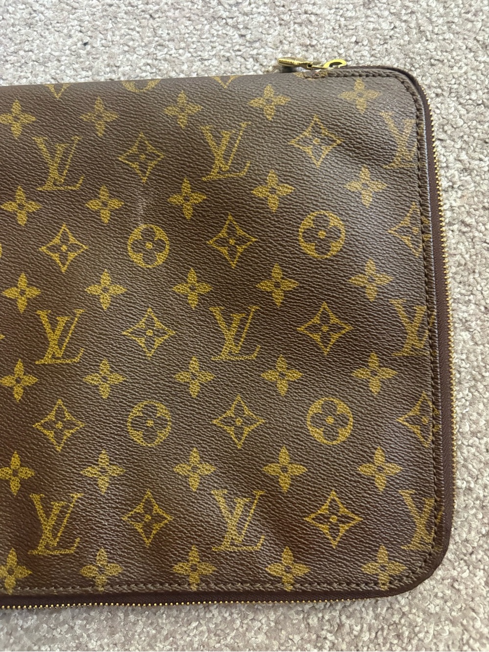 Auth Louis Vuitton Monogram Portfolio Clutch iPad Sleeve Zip Vintage - Picture 3 of 16